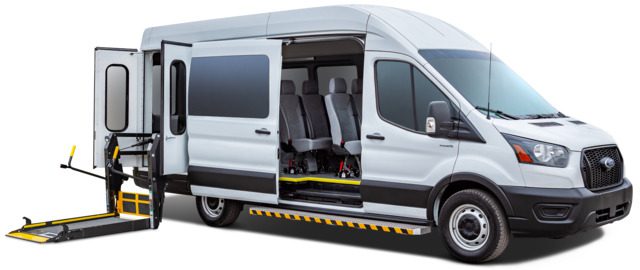 wheelchair accessible van with side entry lift- background removed