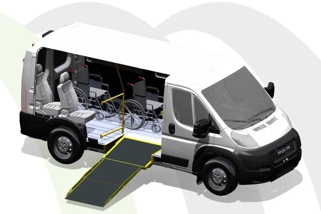 MoveMobility P3 wheelchair van layout illustration