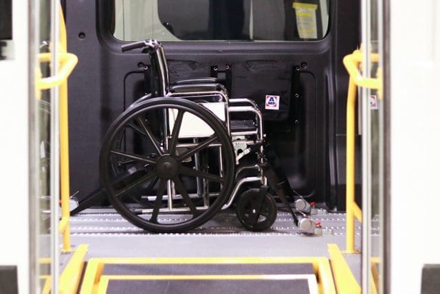 wheelchair in side entry accessible van