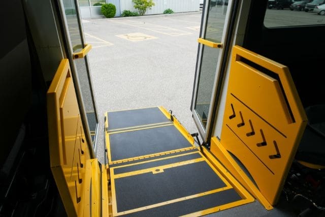 Side Entry Hydraulic Ramp in a P4 3-in-1 Accessible Patient Transfer Van from MoveMobility