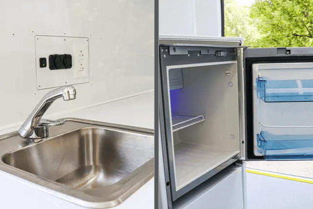 Sink and Fridge in a Mobile Medical Clinic