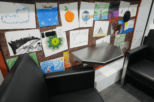 table in the Mobile Counselling Van