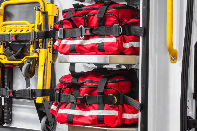 Ambulance medical bag storage system