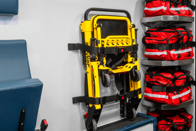 Wall storage in ambulance